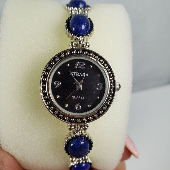 Woman\'s Stainless Steel Water Resistant Watch With Lapis Lazuli Stone 7 1/2 inch main image 11
